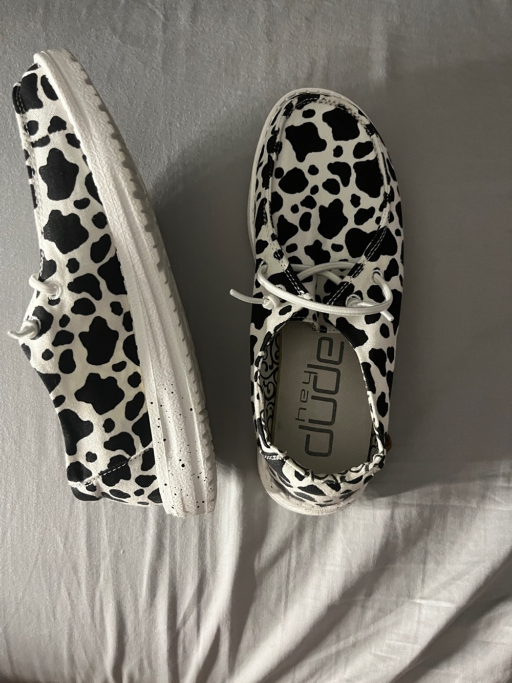 Cow print Hey dudes
Size 5 
Never worn
Brand new
